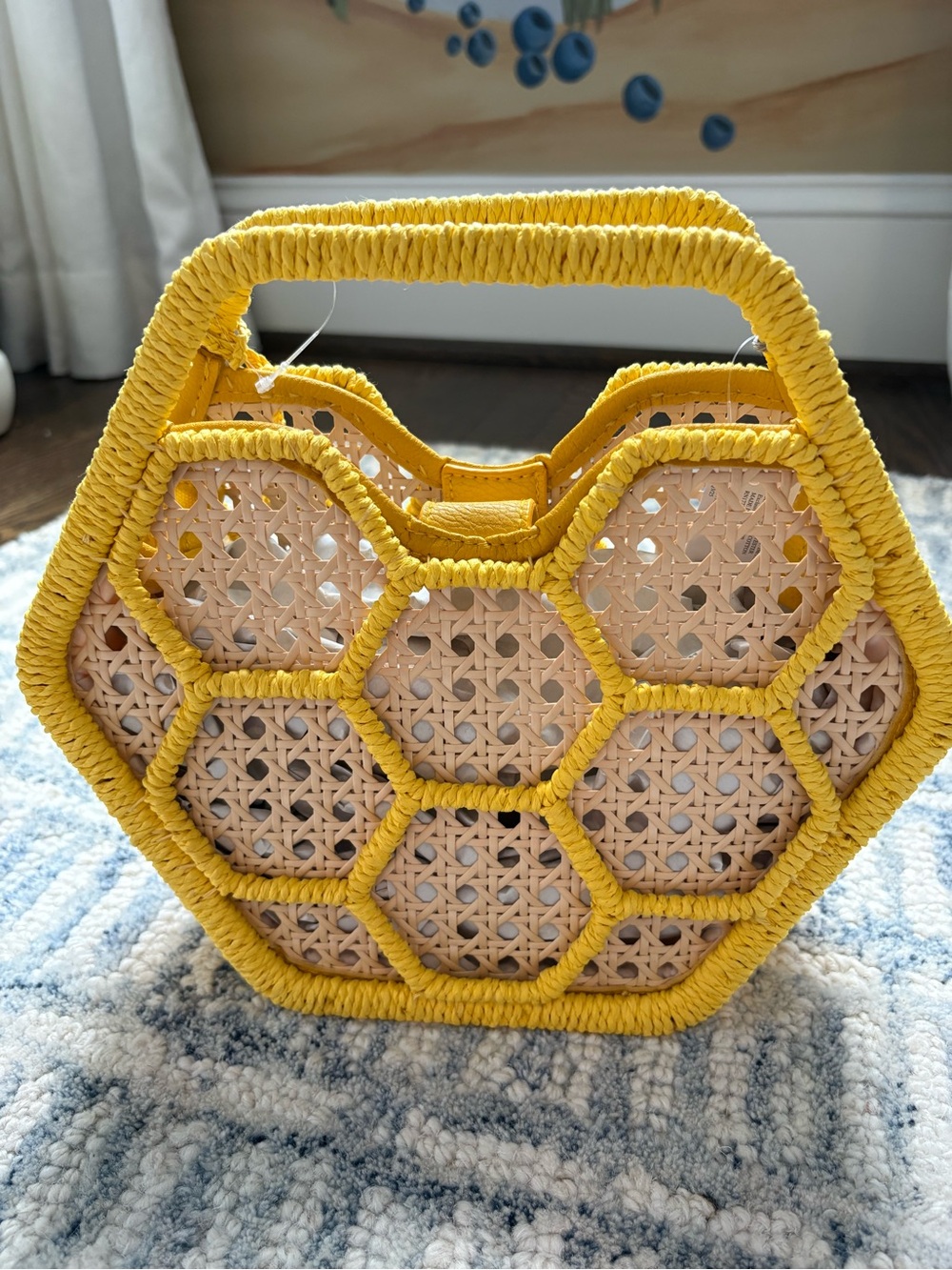 A New Day by Target Yellow Mini Caning Tote with Bee Charm NWT - Picture 5 of 10